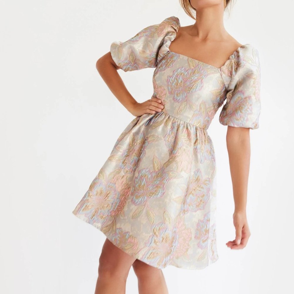 NWT Mille Nina Dress in Pink Brocade